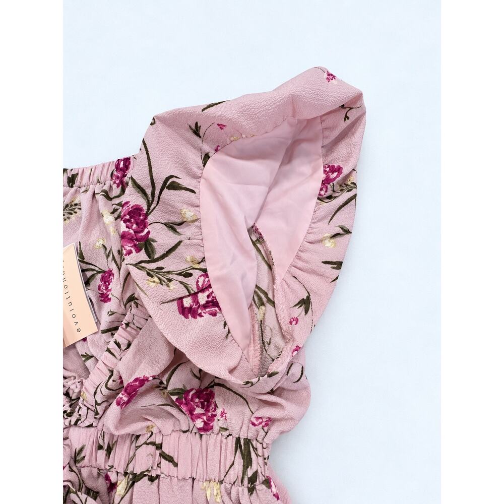 Evolutionary Floral Ruffle Crop Top – Size L - Picture 6 of 8